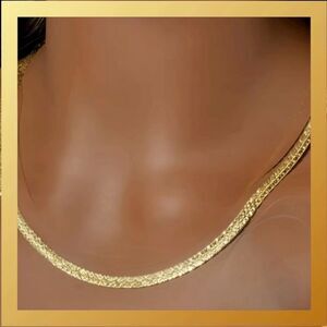 18K GOLD FILLED ITALY 750 FLAT NUGGET CHAIN 18” LENGTH